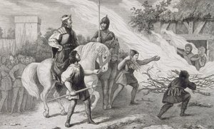 Chlotaire I (497-561) brænder sin oprørske søn og familie, fra 