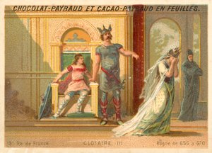 Chlothar III, frankisk konge af Neustrien og Bourgogne (chromolitho) af French School