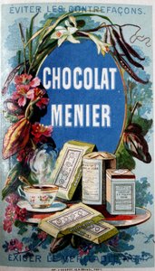 Chokoladereklame "" Menier"" med omtalen "" Undgå kontrafacons""" af French School