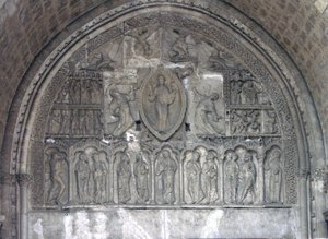 Kristus med to engle og scener fra St. Etiennes liv, fra norddøren af French School