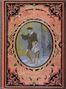 Christophe Colomb (Cristoforo Colombo) og et barn, - i "Christophe Colomb" af Jules Verne, ed. Hachette af French School