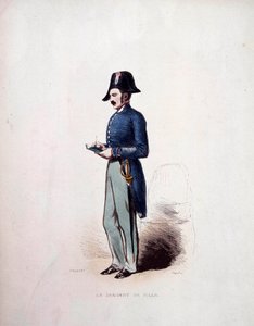 Bysergentuniform af medlem af politistyrkerne under monarkiet i juli (1830-1848) 1800-tallet af French School