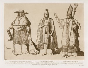 Præstedragt, tegninger efter kunstværk af Touzee, ca. 1776