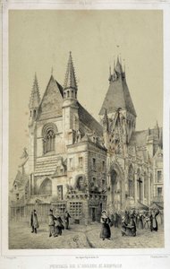 Klippe, portal til St Gervais Kirke (Saint Gervais) - litografi af French School