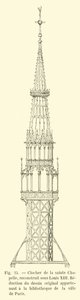 Klokketårn i Sainte Chapelle, genopbygget under Ludvig XIII, Reduktion af den originale tegning tilhørende biblioteket i byen Paris af French School