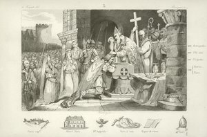 Clovis I, Merovingian King of the Franks  af French School
