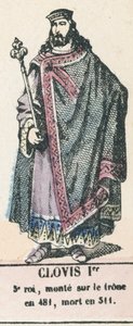 Clovis I, 5. konge, besteg tronen i 481, døde i 511 (farvet indgravering) af French School