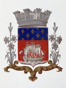 Byens våbenskjold: Royalty (Louis XVIII og Charles X) - Brevpatent dateret 20. december 1917 - i "" Armorial National de France"", af H. Traversier, Paris af French School