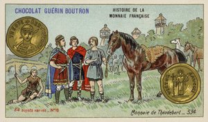 Mønt af Theudebert I, 534 (chromolitho) af French School
