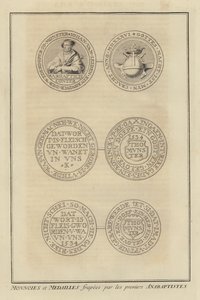 Mønter og medaljer slået af de første anabaptister (gravering) af French School