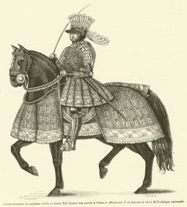 Begyndelsen af ​​det sekstende århundrede, Ludvig XII på vej ind i Genova (gravering) af French School