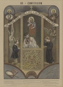 Bekendelse (farve litho) af French School