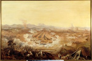 Erobring af Algeriet: "" Slaget ved Isly den 16/08/1844, der stiller marokkanerne, der støtter Abd el Kader, for franskmændene"" Maleri af den franske skole. 1844 Paris, Musee de l