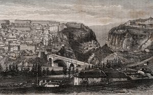 Constantine (Algeriet) - indgravering i "" La France illustree: geografi, historie, statistisk administration"" af V.A. Malt-brun. 1884 af French School