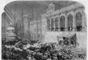 Konstantinopel, 23. december 1876: proklamation af den osmanniske forfatning i gården til Sublime Porte. Indgravering i "" Le Monde Illustré"" nr. 1031 af 13. januar af French School