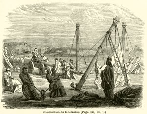 Construction du tabernacle (gravering) af French School