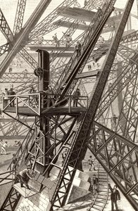 Opførelse af Eiffeltårnet, Paris af French School