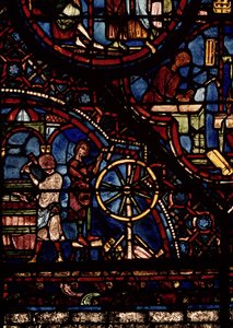 Bødkere på arbejde, detaljer fra Life of St. Julian the Hospitaller vinduet i det nordlige ambulatorium af French School