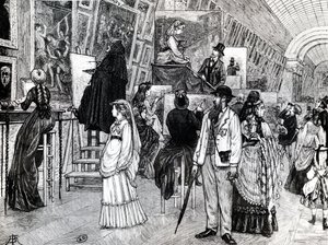 Kopister i Grande Galerie of Louvre, ca. 1880 af French School
