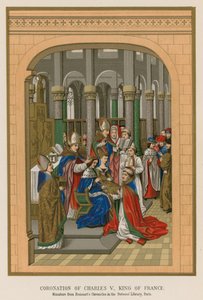 Kroning af Charles V, konge af Frankrig af French School