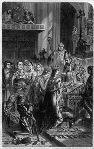 Kroning af kejser Otton I (912-973) af pave Johannes XII i 962 Indgravering i "Histoire des Papes-King-Queen-and-Empereurs a travers les centuries" af Maurice Lachatre af French School