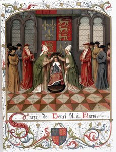 Kroning af Henrik VI i Paris i 1431 (vellum) af French School