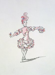 Kostumedesign til en ung egypter som forår i Les Fetes de LHymen (håndfarvet gravering) af French School