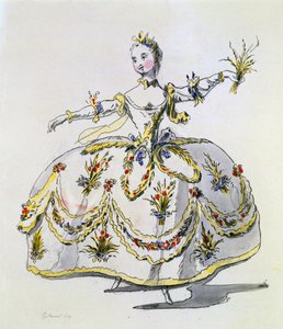 Kostumedesign til Ceres, faksimile lavet af A. Guillaumot Fils (håndfarvet gravering) af French School
