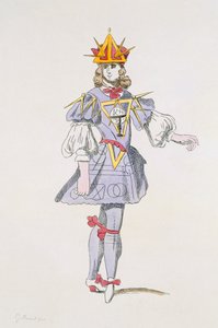 Kostumedesign til geometri i en hoflig ballet fra det 17. århundrede, fra Menus Plaisirs-kollektionen, faksimile af A. Guillaumot Fils (farvegravering) af French School