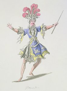 Kostumedesign til tryllekunstneren, i Dardanus, en libretto af Leclerc de Labruere, komponeret af Jean-Philippe Rameau (1683-1764) faksimile af A. Guillaumot Fils (farvestik) af French School