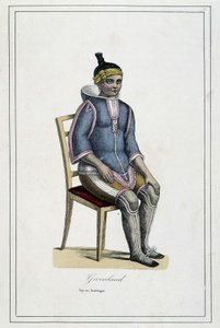 Costume du Greenland -i ““Album of travels, the peoples of the earth”” af Abbé Paul Jouhanneaud, Librairie des Bons Livres, Limoges af French School