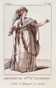 Frøken Hubertis kostume til rollen som Iphigenia i Aulide af Gluck af French School