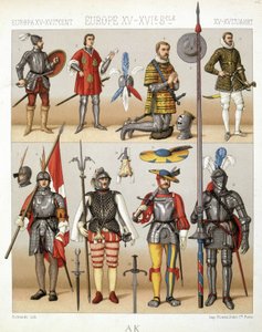 Middelalderens dragter og rustninger - i "Den historiske dragt" af Racinet af French School