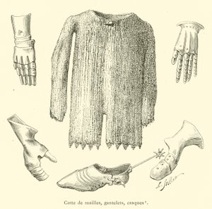 Ringbrynje, handsker, hjelme (gravering) af French School