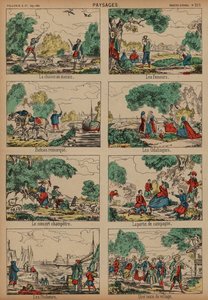 Landskabsscener (farvegravering) af French School
