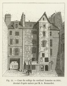 Gården til Cardinal Lemoines kollegium i 1850, hentet fra naturen af ​​MA Bonnardot af French School