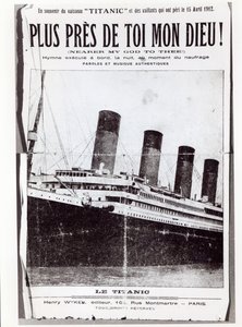 Cover af nodeark til Hymn Nearer My God to Thee, sunget af passagererne på Titanic under dets forlis og forlis, 1912 af French School