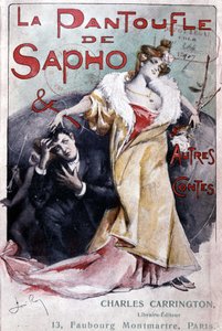 Omslag til den populære roman "" Saphos tøffel og andre fortællinger"", red. Carrington, Paris, slutningen af det 19. århundrede - B.N. af French School
