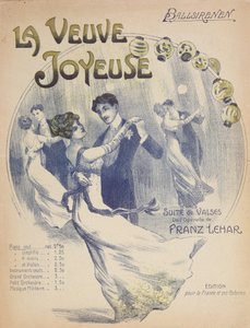 Omslag til partiturarket til La Valse Ballsirenen fra Den glade enke af Franz Lehar (1870-1948) af French School