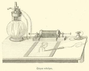 Crayon voltaique (gravering) af French School