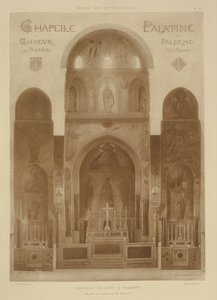 Tværsnit fra østenden af Palatinerkapellet, Palermo, Sicilien, fra Fragments dArchitecture du Moyen Age et de la Renaissance, indgraveret af Jules Adolphe Chauvet (f.1828) af French School