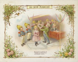 Kronende pige med ring af blomster af French School