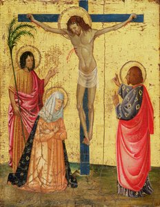 Korsfæstelse (tempera og bladguld på panel) af French School