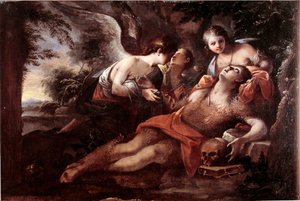 Maria Magdalenes død (olie på lærred af French School
