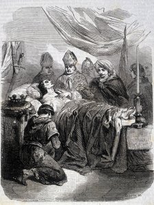 Saint Louis død i Palæstina i 1270 - i "" Histoire de France"" af L.-P. Anquetil af French School