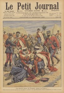 En fransk kolonisoldats død (farve litho) af French School