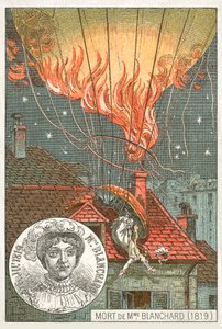 Ballonfareren Sophie Blanchards død, 1819 af French School