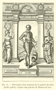 Dekoration af et trumeau i Galerie des Rois, lille galleri, efter en gravering af Thomas de Leu af French School