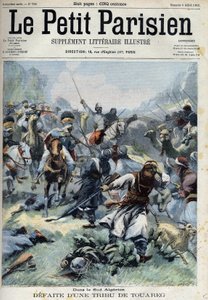 Besejrede en tuareg-stamme mod franskmændene i det sydlige Algeriet i "Le petit Parisien"" af French School