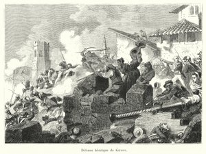 Defense heroic de Girone (gravering) af French School